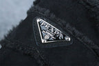 Prada Triangle Logo-Plaque Shearling Backless Loafer