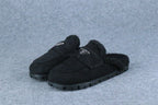 Prada Triangle Logo-Plaque Shearling Backless Loafer