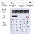 Office Desk Calculator, Cute Calculator for Kids, Basic Calculators Desktop, Dual Power Simple Financial Calculator with Big Button Large Display for Office Home and School (White)