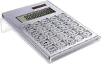 Acrylic Calculator with Stand, Battery and Solar Hybrid Powered Basic Calculator 12-Digit LCD Display,Home Office Desktop Accessories(Silver)
