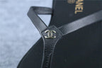 Chanel Lambskin CC Thong Sandals 'Black'