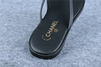 Chanel Lambskin CC Thong Sandals 'Black'