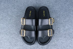 Prada Leather Dual-Buckle Slide Sandals