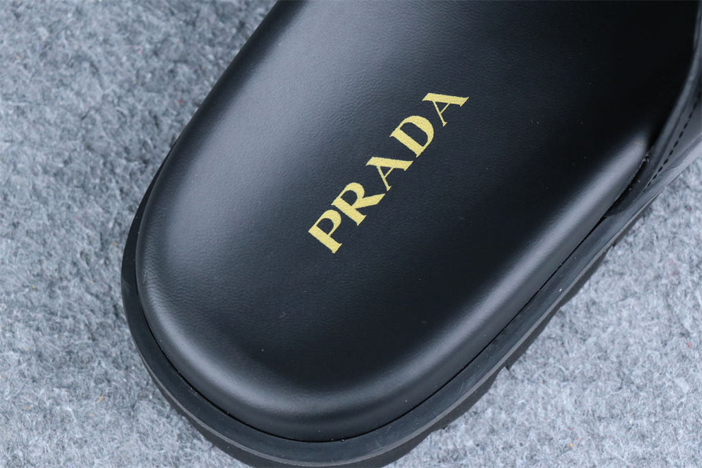 Prada Leather Dual-Buckle Slide Sandals