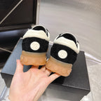 CHANEL 26S LOW TOP SNEAKERS IN BLACK SUEDE AND BLACK FABRIC WITH RUBBER SOLE