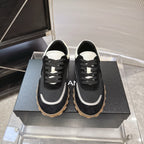 CHANEL 26S LOW TOP SNEAKERS IN BLACK SUEDE AND BLACK FABRIC WITH RUBBER SOLE