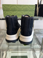 GG HIGH TOP SNEAKER IN BLACK CANVAS WITH BEIGE FLEECE LINING